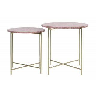 Beistelltisch Demi marmor rosa S/2 45x40+50x50 cm