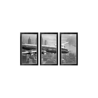 Dreier Collage Flugzeug über NY 3*50x100cm
