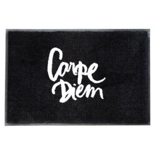 Waschbare Fussmatte Carpe Diem schwarz/wei 50x75cm