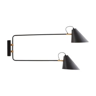 Wandlampe, Claus Double, schwarz/wei, Durchm.: 18-20 cm, H.: 42 cm, L.: 81 cm, E14, max. 40 Watt, 2,5 m Kabel